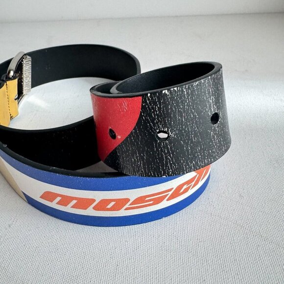 Moschino Motorcross Colorblock Colourful Leather Belt - Picture 4 of 9